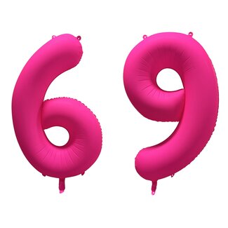 Festigo Folieballon 69 jaar - Neon Roze - 86 cm