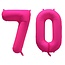 Folieballon 70 jaar - Neon Roze - 86 cm