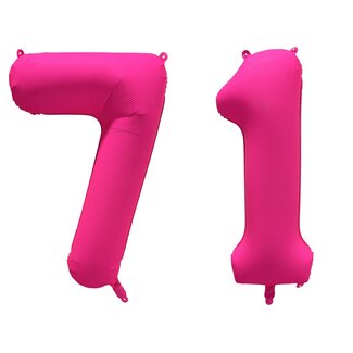 Festigo Folieballon 71 jaar - Neon Roze - 86 cm