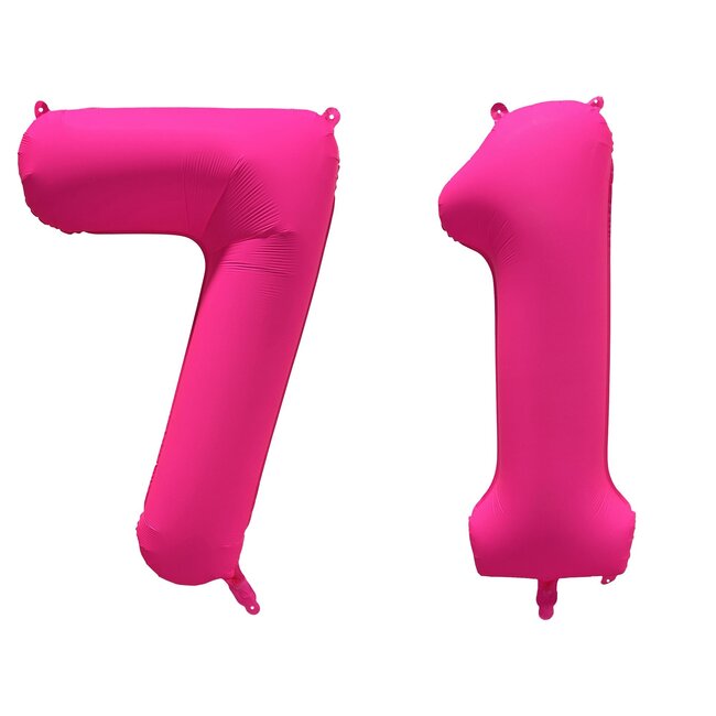 Folieballon 71 jaar - Neon Roze - 86 cm