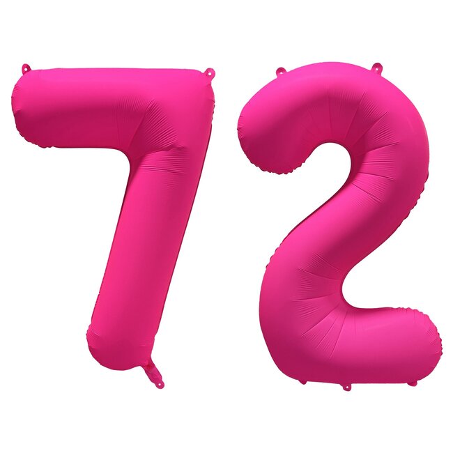 Folieballon 72 jaar - Neon Roze - 86 cm