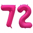 Folieballon 72 jaar - Neon Roze - 86 cm