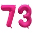 Folieballon 73 jaar - Neon Roze - 86 cm