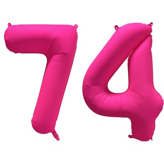 Festigo Folieballon 74 jaar - Neon Roze - 86 cm
