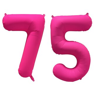 Festigo Folieballon 75 jaar - Neon Roze - 86 cm