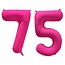 Folieballon 75 jaar - Neon Roze - 86 cm