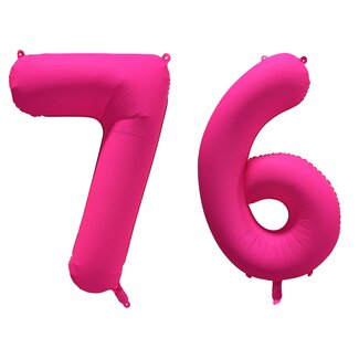 Festigo Folieballon 76 jaar - Neon Roze - 86 cm