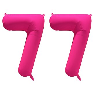 Festigo Folieballon 77 jaar - Neon Roze - 86 cm