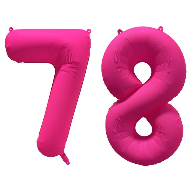 Folieballon 78 jaar - Neon Roze - 86 cm