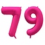 Folieballon 79 jaar - Neon Roze - 86 cm