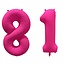 Folieballon 81 jaar - Neon Roze - 86 cm