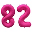 Folieballon 82 jaar - Neon Roze - 86 cm