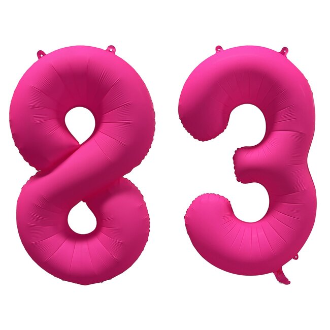 Folieballon 83 jaar - Neon Roze - 86 cm