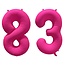 Folieballon 83 jaar - Neon Roze - 86 cm