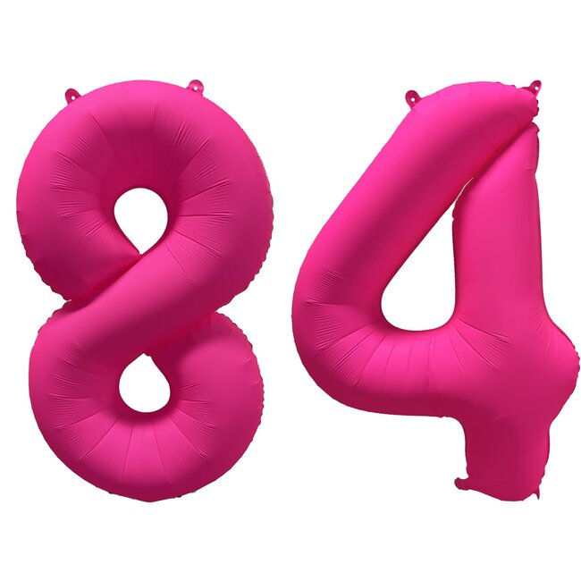 Folieballon 84 jaar - Neon Roze - 86 cm