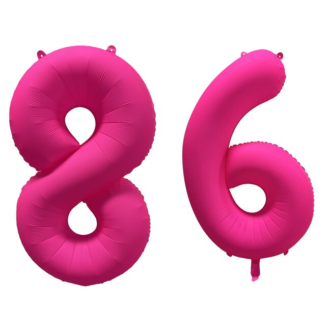 Folieballon 86 jaar - Neon Roze - 86 cm