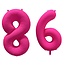 Folieballon 86 jaar - Neon Roze - 86 cm