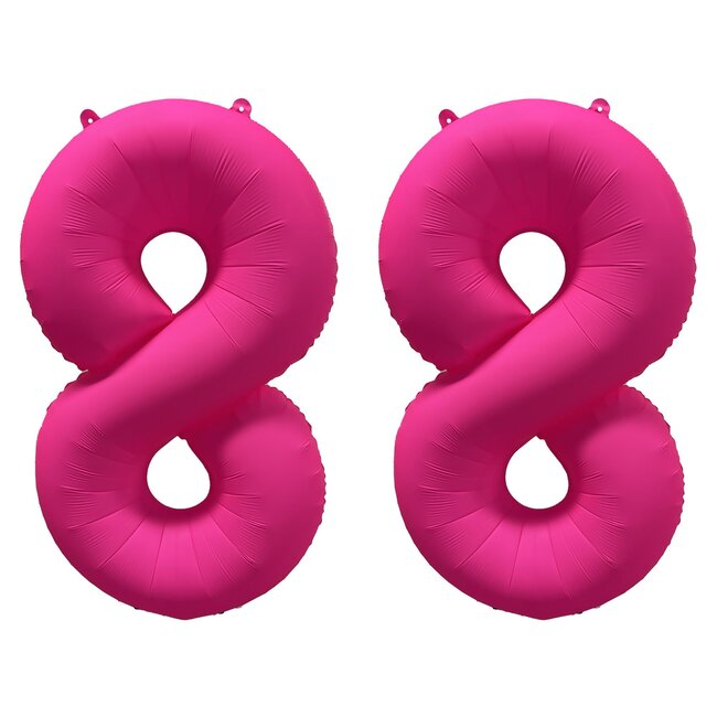 Folieballon 88 jaar - Neon Roze - 86 cm