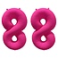 Folieballon 88 jaar - Neon Roze - 86 cm