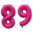 Folieballon 89 jaar - Neon Roze - 86 cm