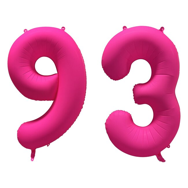 Folieballon 93 jaar - Neon Roze - 86 cm