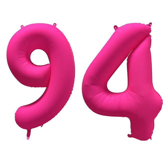 Folieballon 94 jaar - Neon Roze - 86 cm