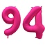 Folieballon 94 jaar - Neon Roze - 86 cm