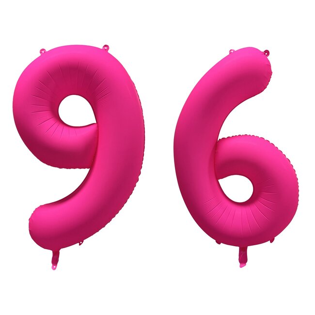 Folieballon 96 jaar - Neon Roze - 86 cm