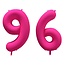 Folieballon 96 jaar - Neon Roze - 86 cm