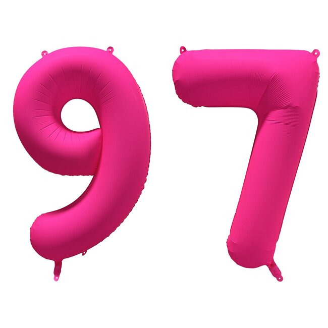 Folieballon 97 jaar - Neon Roze - 86 cm