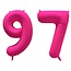 Folieballon 97 jaar - Neon Roze - 86 cm