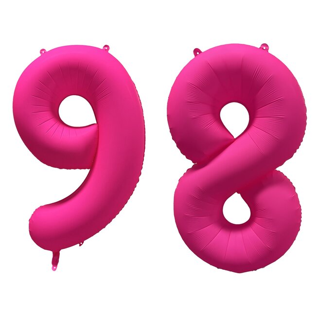 Folieballon 98 jaar - Neon Roze - 86 cm