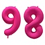 Folieballon 98 jaar - Neon Roze - 86 cm