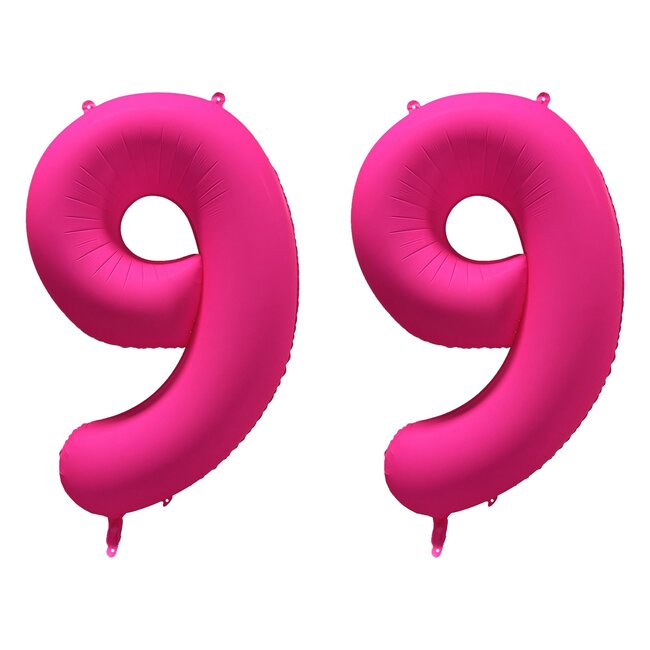Folieballon 99 jaar - Neon Roze - 86 cm