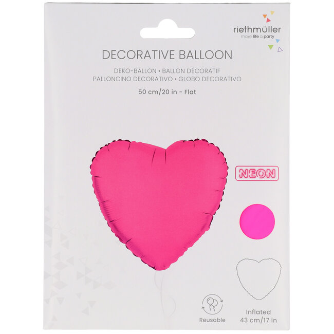 Folieballon Hart Neon Roze