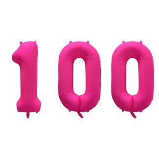 Festigo Folieballon 100 jaar - Neon Roze - 86 cm