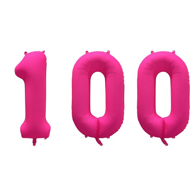 Folieballon 100 jaar - Neon Roze - 86 cm