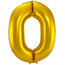 Folieballon Cijfer 0 - Goud - 86 cm