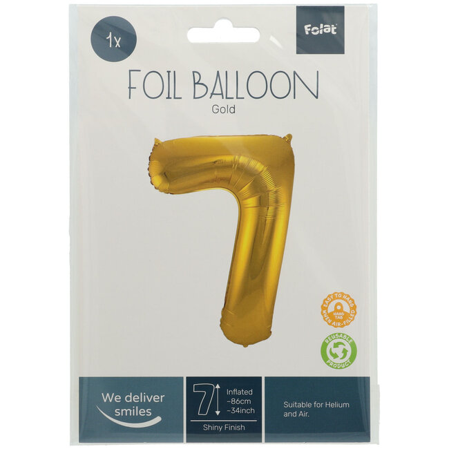 Folieballon 7 jaar - Goud - 86 cm