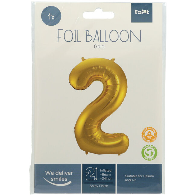 Folieballon 2 jaar - Goud - 86 cm