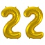 Folieballon 22 jaar - Goud - 86 cm