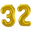 Folieballon 32 jaar - Goud - 86 cm