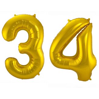 Festigo Folieballon 34 jaar - Goud - 86 cm