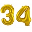 Folieballon 34 jaar - Goud - 86 cm