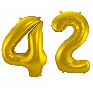 Festigo Folieballon 42 jaar - Goud - 86 cm