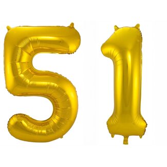 Festigo Folieballon 51 jaar - Goud - 86 cm