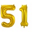 Folieballon 51 jaar - Goud - 86 cm