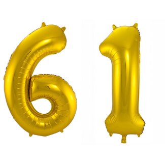 Festigo Folieballon 61 jaar - Goud - 86 cm