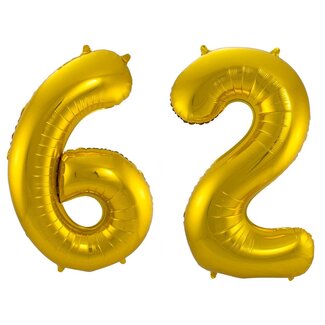 Festigo Folieballon 62 jaar - Goud - 86 cm