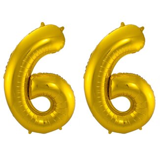 Festigo Folieballon 66 jaar - Goud - 86 cm